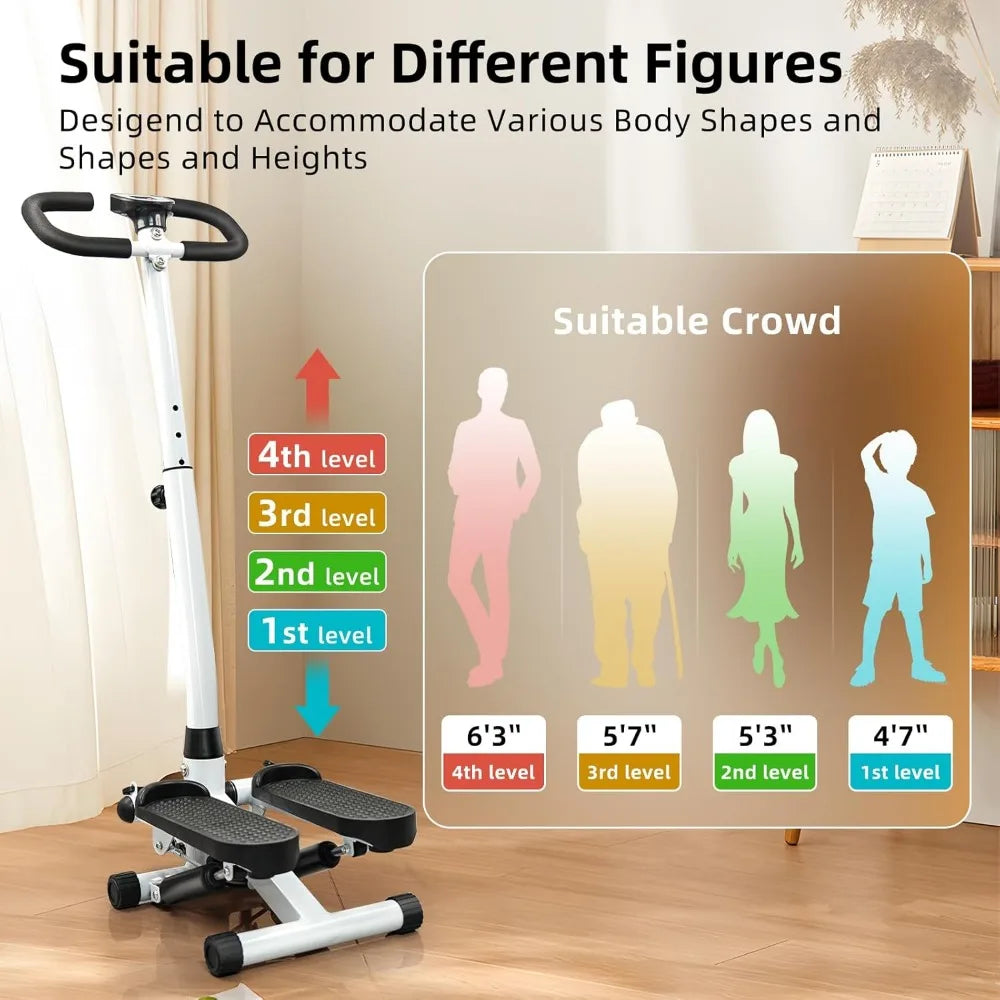 Home Adjustable Height Stepper Exercise Machine for Men and Women, Includes Resistance Bands, Supports Up to 300lbs