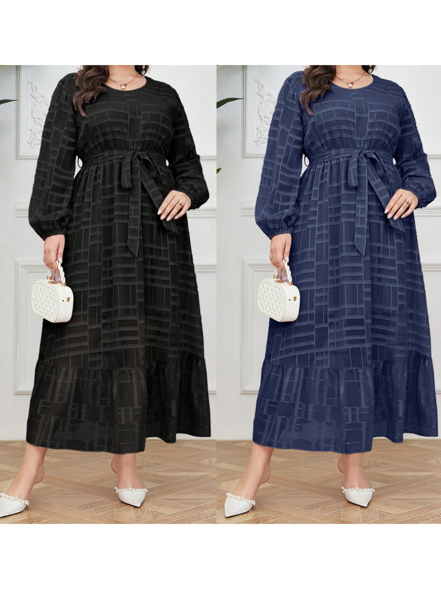 Elegant Women s Plus Size Maxi Dress with Floral Print and V-Neckline Perfect for Evening Events and Special Occasions