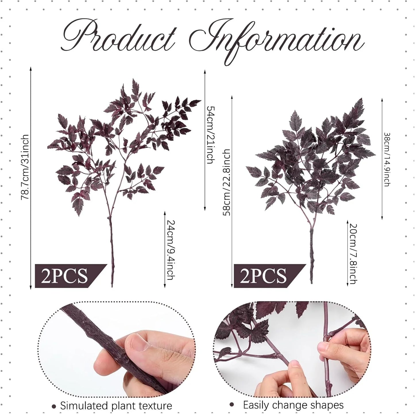 4-12 Pcs Artificial Cimicifuga Plant Leaf Farmhouse Vase Decor Spray Faux Plum Cimicifuga Ramosa Branch Stems for Home Table