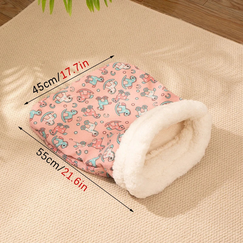 Winter Warm Pet Sleeping Bag Lamb Wool Warm Kitten Nest Drilling Hole Bedding Thickened Soft Comfortable Warm Nest Pet Cats