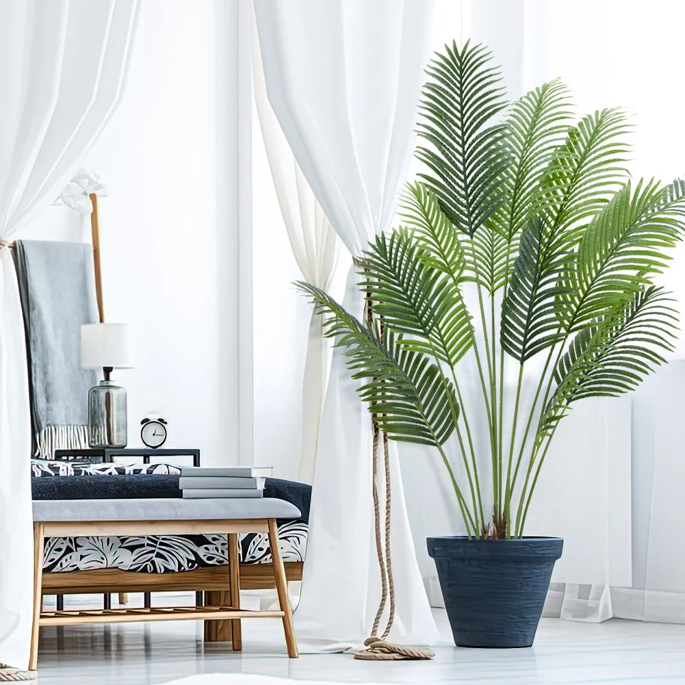 Artificial Palm Tree 5ft/6ft Tall Fake Tropical Palm Tree with Detachable Trunks Perfect Faux Plants in Pot for Indoor Outdoor