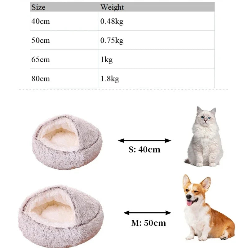 winter dog Plush Round Bed Pet Mattress Warm Soft Comfortable Basket Cat Dog Sleeping Bag Nest for Small Dogs Medium dogs cat