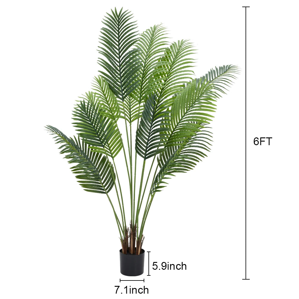 Artificial Palm Tree 5ft/6ft Tall Fake Tropical Palm Tree with Detachable Trunks Perfect Faux Plants in Pot for Indoor Outdoor