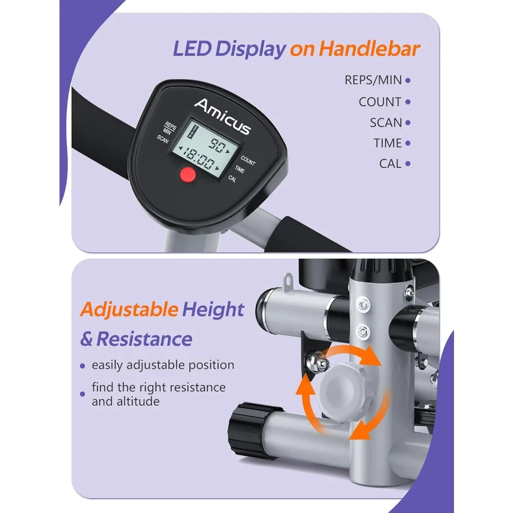 Home Fitness Stair Stepper with Handlebar and Resistance Band