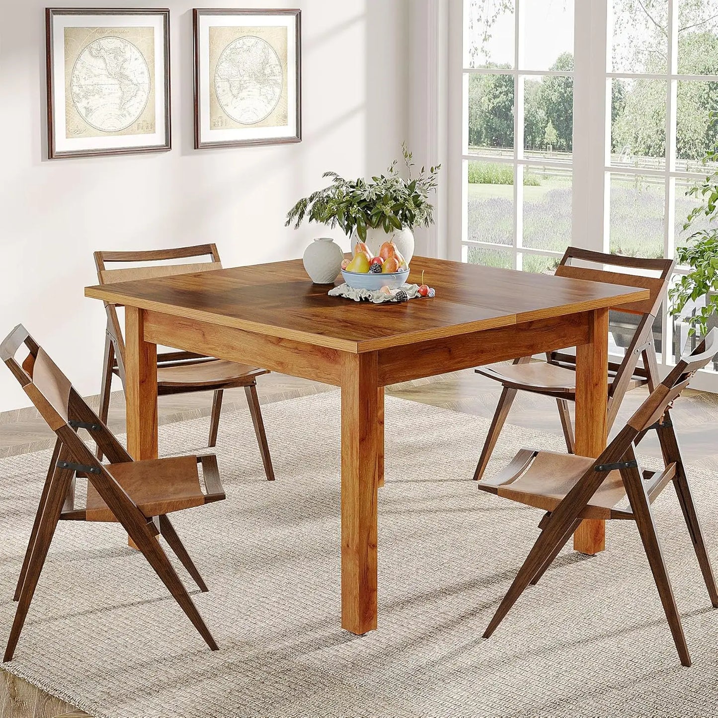 Wood Dining Table Modern Kitchen Table for Dining Room Living Room,2-4 People Dining Room Table Square Dinner Tables(Only Table)
