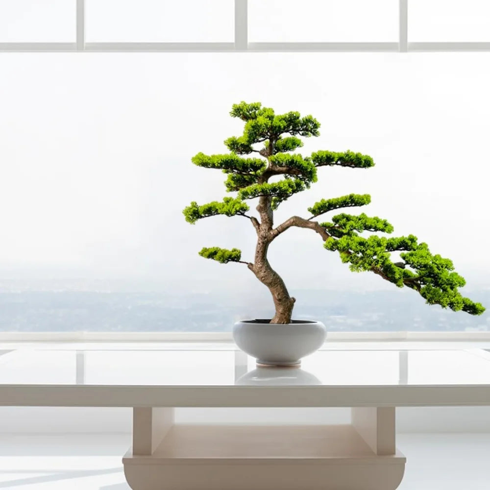 3ft（43in） Artificial Bonsai Tree Juniper Faux Plants Indoor Big Fake Plants Decor with Ceramic Pots for Home Table Office Desk B