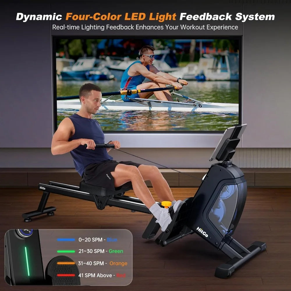 Compact Foldable Rower with 32 Silent Resistance Levels and LED Display for Home Fitness