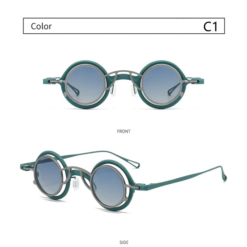 French Designer Brand Retro Round sunglasses Handmade Titanium Eyeglass Frames Men Women Eyewear With Clip Myopia Glasses Frame