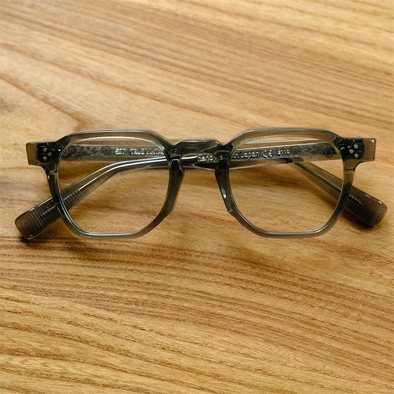 Japanese Handmade Men's Transparent Large Frames Luxury Designer Vintage Glasses Square Acetate Myopia Reading Eyeglasses