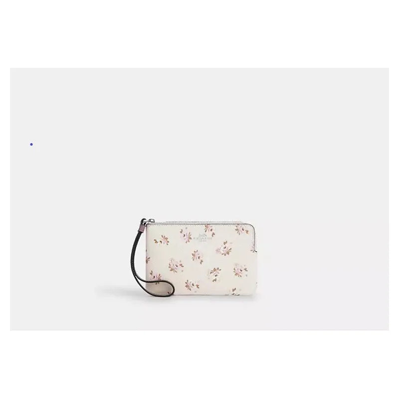 Coach Corner Zip Wallet Wristlet Bag In Printed Coated Canvas With Floral Print ,Purses And Bags Women Wallet Bags For Women =