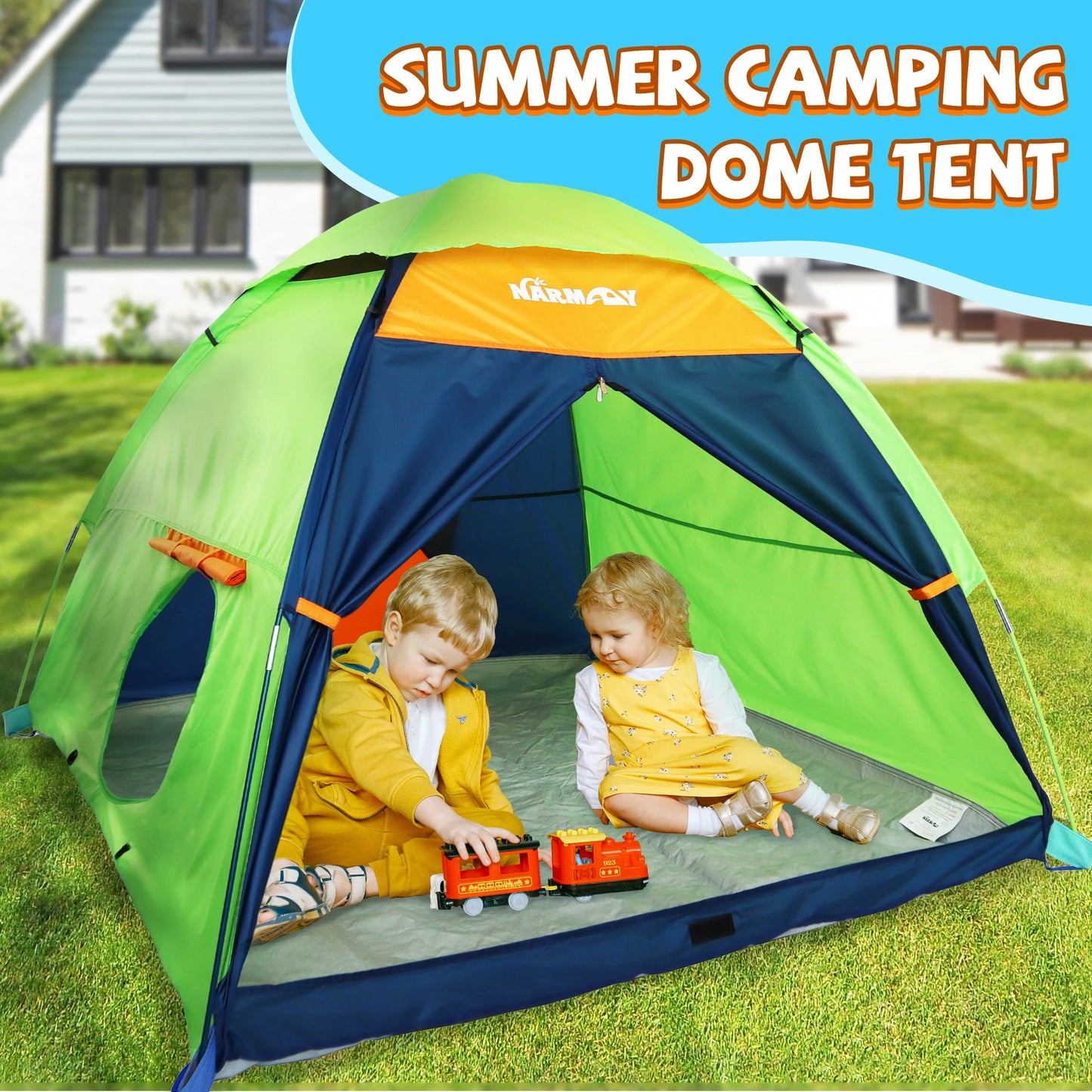 Kids Camping Play Tent for Kids Indoor & Outdoor Pretend Play, Large Playhouse Easy Assembly Unisex Gift Idea for Games