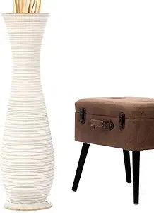 Large Wooden Floor Vase for Home Decor - 34 Tall Farmhouse Style, Ideal for Displaying Fake Plants and Pampas Grass