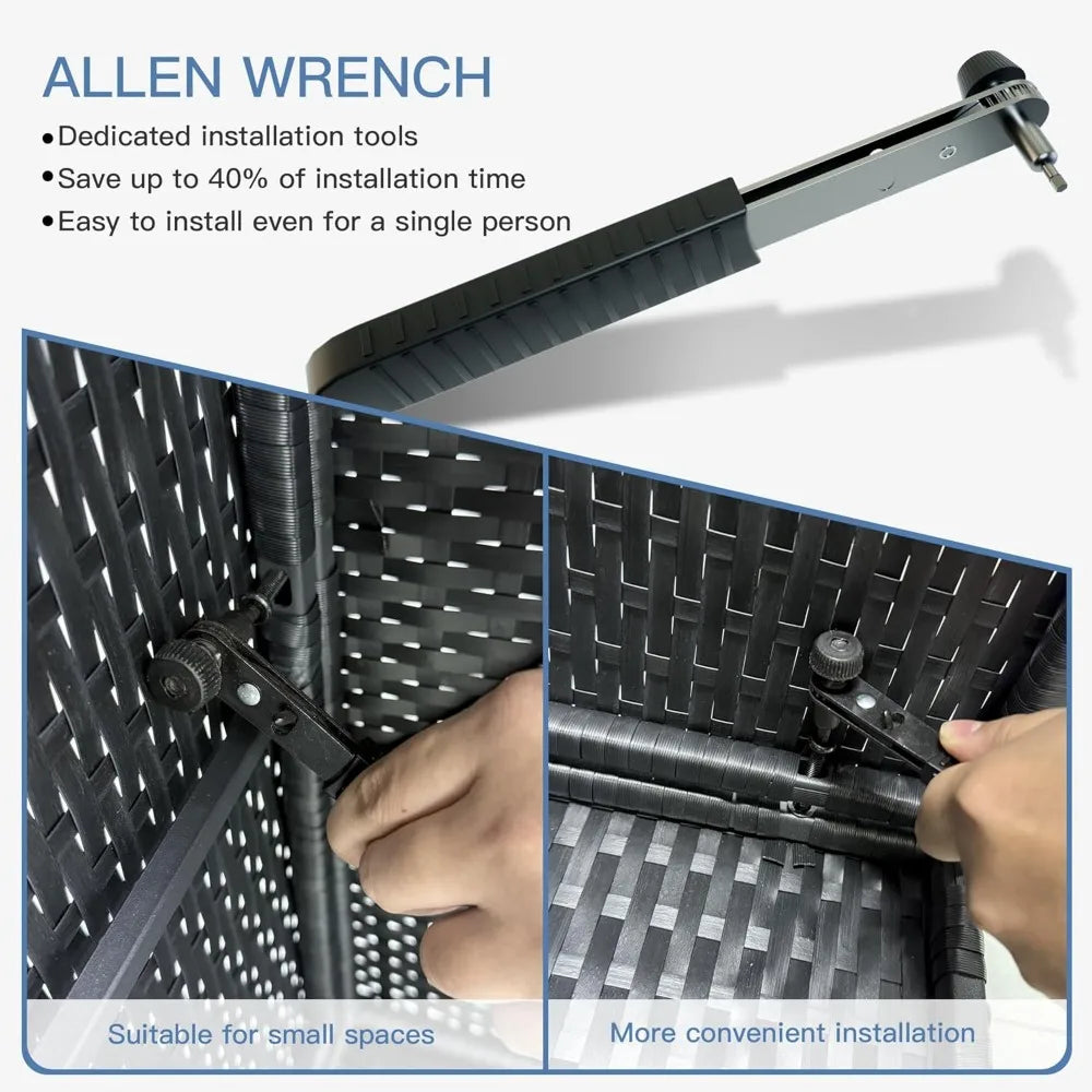 7 Pieces Patio Furniture Set - Outdoor Sectional Wicker Rattan Furniture with Cushion and Glass Table Patio Conversation Sets