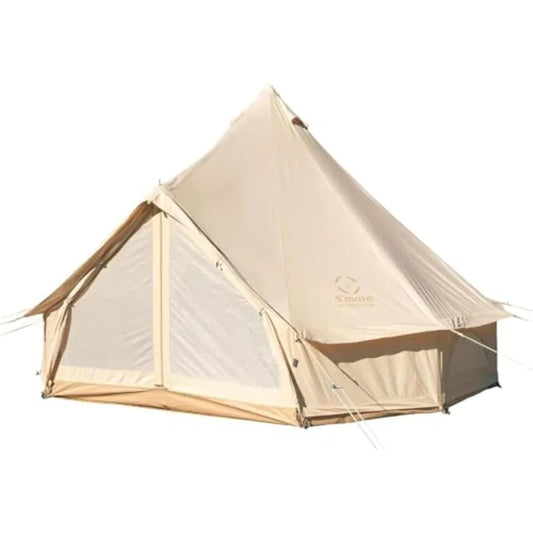 Canvas Family Camping Tent 45 Person 4 Season Glamping Tent with Stove Jack and Windproof Weather Resistant Bell