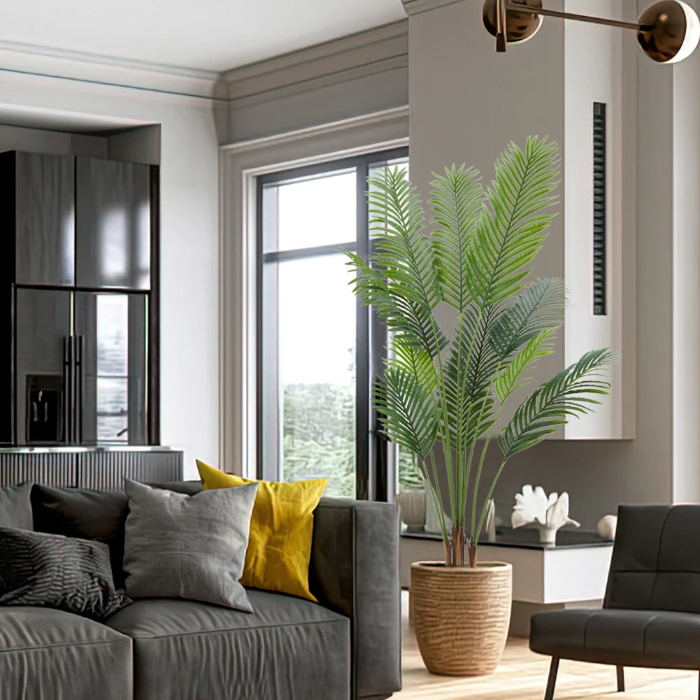 Artificial Palm Tree 5ft/6ft Tall Fake Tropical Palm Tree with Detachable Trunks Perfect Faux Plants in Pot for Indoor Outdoor