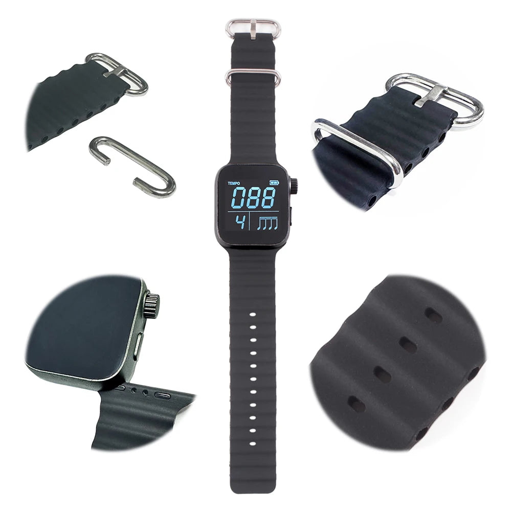 Wearable Vibrating Metronome for Sport Running Metronome Watch 40-240 Bpm Smart Pulse Beat Counting Watch for Musical Instrument