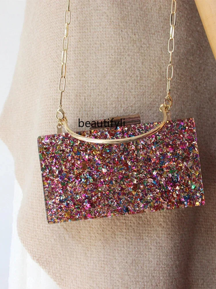 L11 yj Fashionable All-Match One-Shoulder Crossbody Bag Colorful Sequined Acrylic Bag Light Luxury Portable Handbag