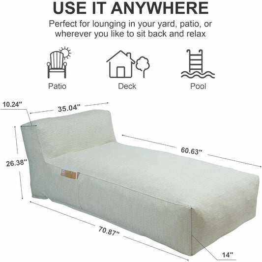 "Poolside Comfortable Foam Bean Bag Lounge Chair, Outdoor Waterproof Patio Sofa, Relaxing Daybed Couch"