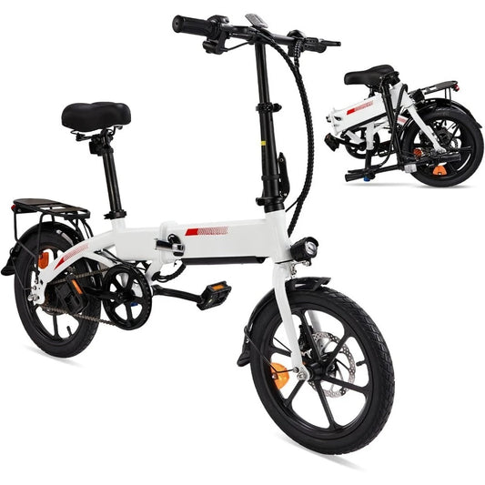 16" Electric Bike for Adults, Folding E-Bike 350W Motor with Dual Disc Brakes, Max Range 35Miles(Pedal-Assist) & Speed 15.5Mph