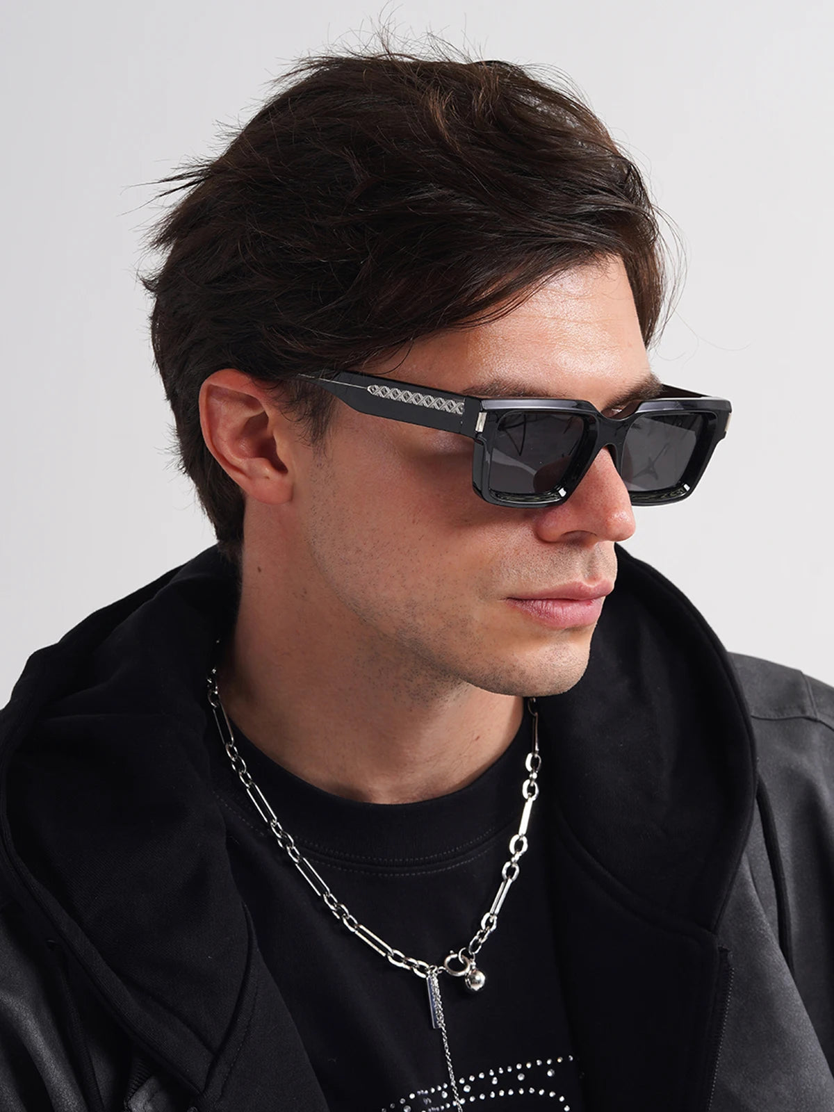 Ruiao 2025 retro black designer sunglasses vintage for women clear luxury square rectangular blue lens man UV400 high quality