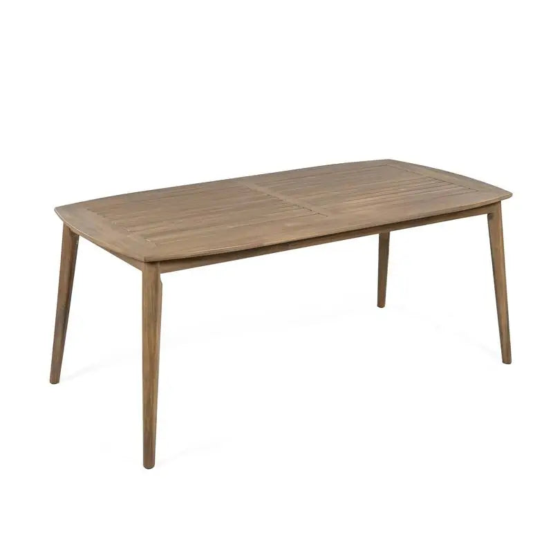 8-Person Outdoor Dining Table, Acacia Wood Farmhouse Furniture for Patio, Garden, or Backyard, Light Brown Color, 180 lbs