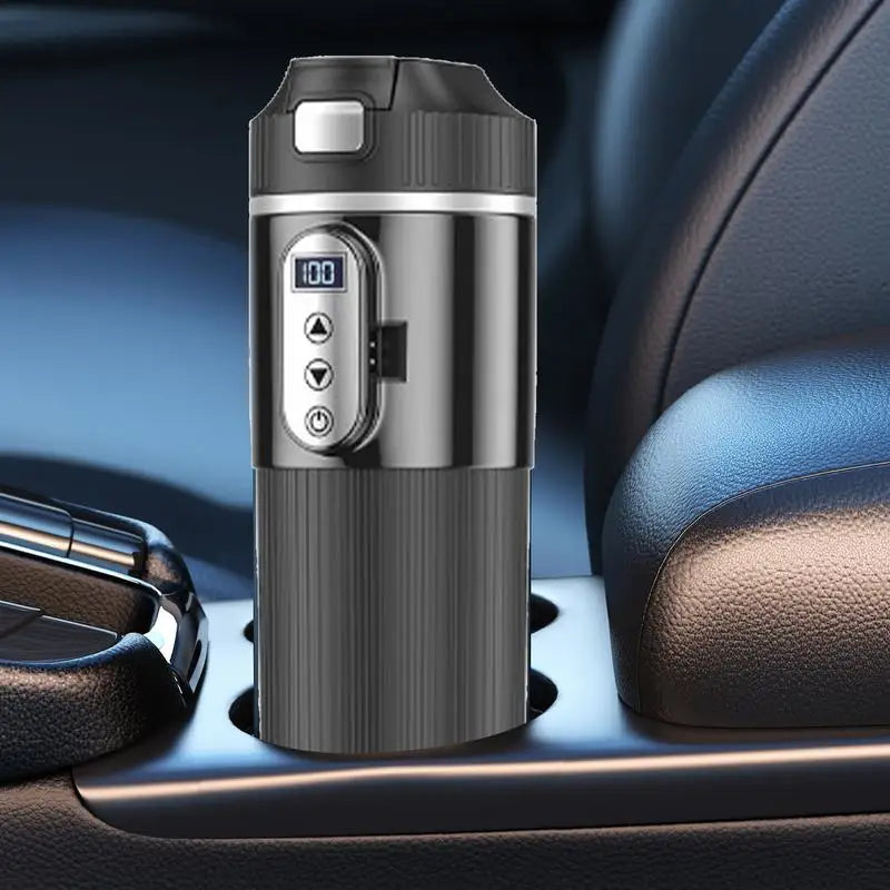 Heated Coffee Mug 12/24V Stainless Steel 450ML Car Heating Cup Electric Kettle Water Warmer Bottle LCD Display Heat Preservation