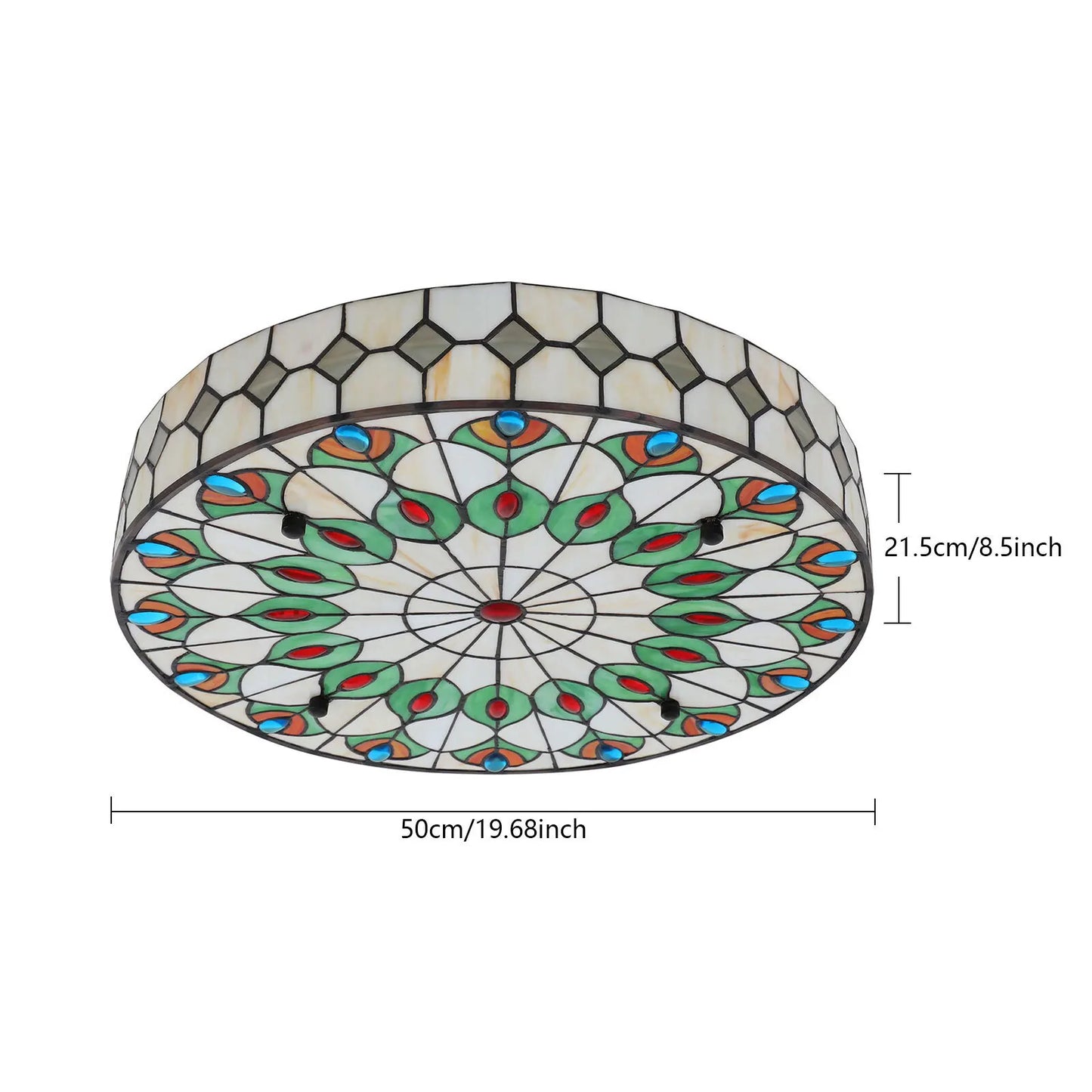 110V Flush Mount Ceiling Light, Stained Glass Ceiling Lamp for Bedroom New
