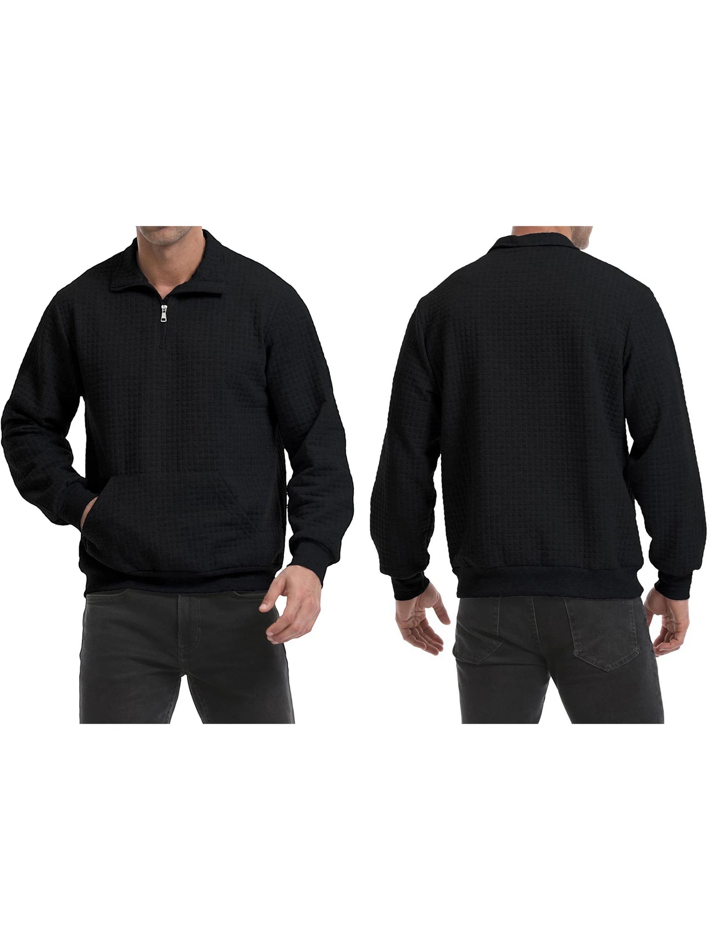 Men s Quarter Zip Sweatshirt with Stand Collar and Loose Fit Long Sleeve Pullover for Fall Warm Shirt Top for Men