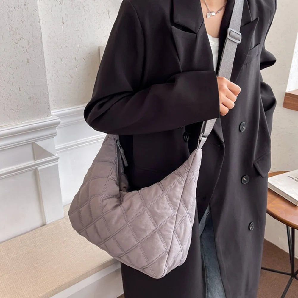 Fashion Padded Nylon Women Shoulder Bag Space Pad Down Cotton Shopper Crossbody Bag Lady Female Winter Quilted Hobo Handbags