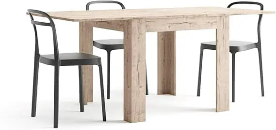 , Square extendable Dining Table, Eldorado, 35.4(70.9) x35.4 in, Rustic Oak, for 4-8 People, Expandable Dining Table for Kitchen