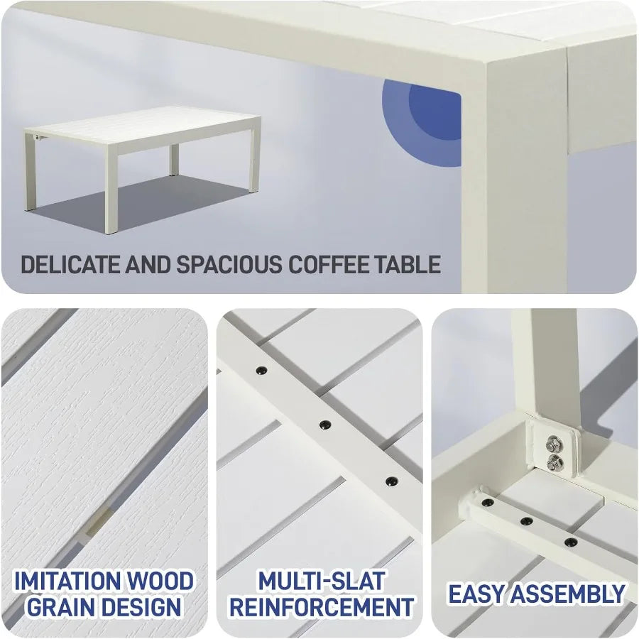 Outvita Aluminum Patio Furniture Set 4 Seats Outdoor Sectiol with Washable Thick Cushions Coffee Table Patio Conversation Sets