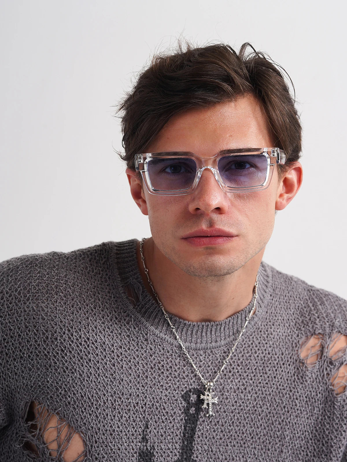 Ruiao 2025 retro black designer sunglasses vintage for women clear luxury square rectangular blue lens man UV400 high quality