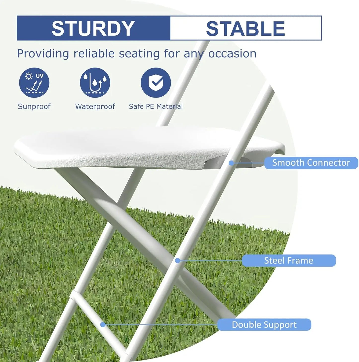 20 Pack White Folding Chairs,Plastic Folding Chairs Outdoor Indoor,350lb Capacity,Portable Event Chair,Lightweight Folding Chair