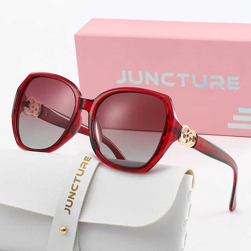JUNCTURE Polarized Women Sunglasses Fashion Cat Eye Sun Glasses Big Frame Purple Gradient Lady Glasses Sunglasses for Women