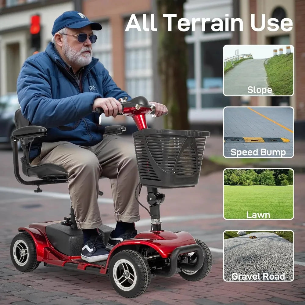 New upgrade-4 Wheel Mobility Scooter, Foldable Electric Scooter for Adults and Senior, Compact Heavy Duty Mobile Powered