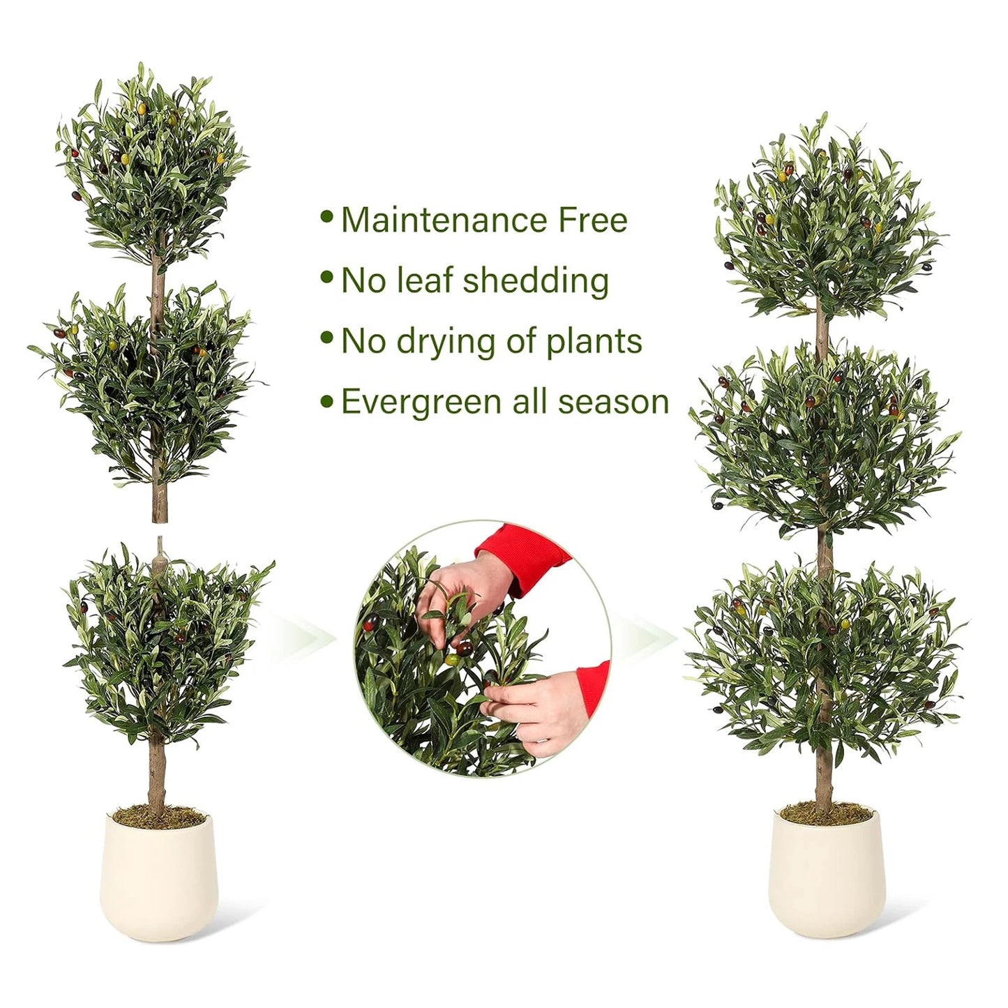 Artificial Olive Tree 5FT Tall Olive Trees Artificial Indoor, Fake Olive Tree with Planter Faux Olive Tree for Home Office Decor