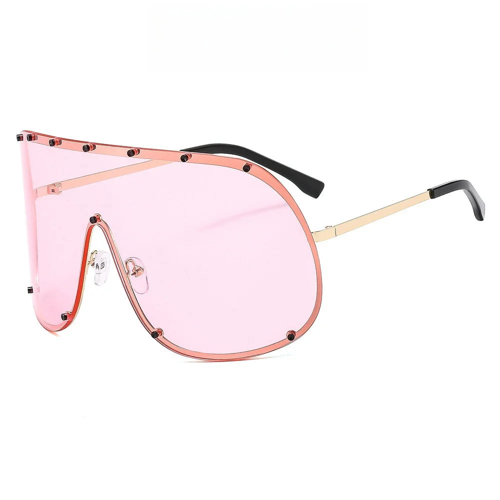 Fashion Oversized Luxury Sunglasses For Women Men Modern One-Piece Lens Frame High Quality Sun Glasses Shades UV400 Eyeglasses