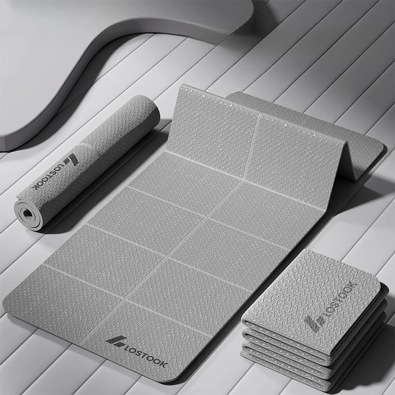 【ODA7】1PC Foldable Yoga Mat Eco Friendly Tpe Folding Travel Fitness Exercise Double Sided Non-Slip For Pilates & Floor Workouts