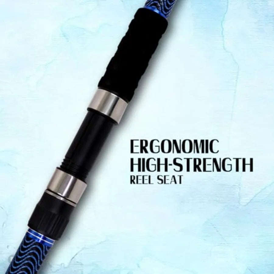 Surf Fishing Rod Carbon Surf Spinning Rod Portable Travel Saltwater Beach Blue Surf Rod with SuperPolymer Handle 8'6 10