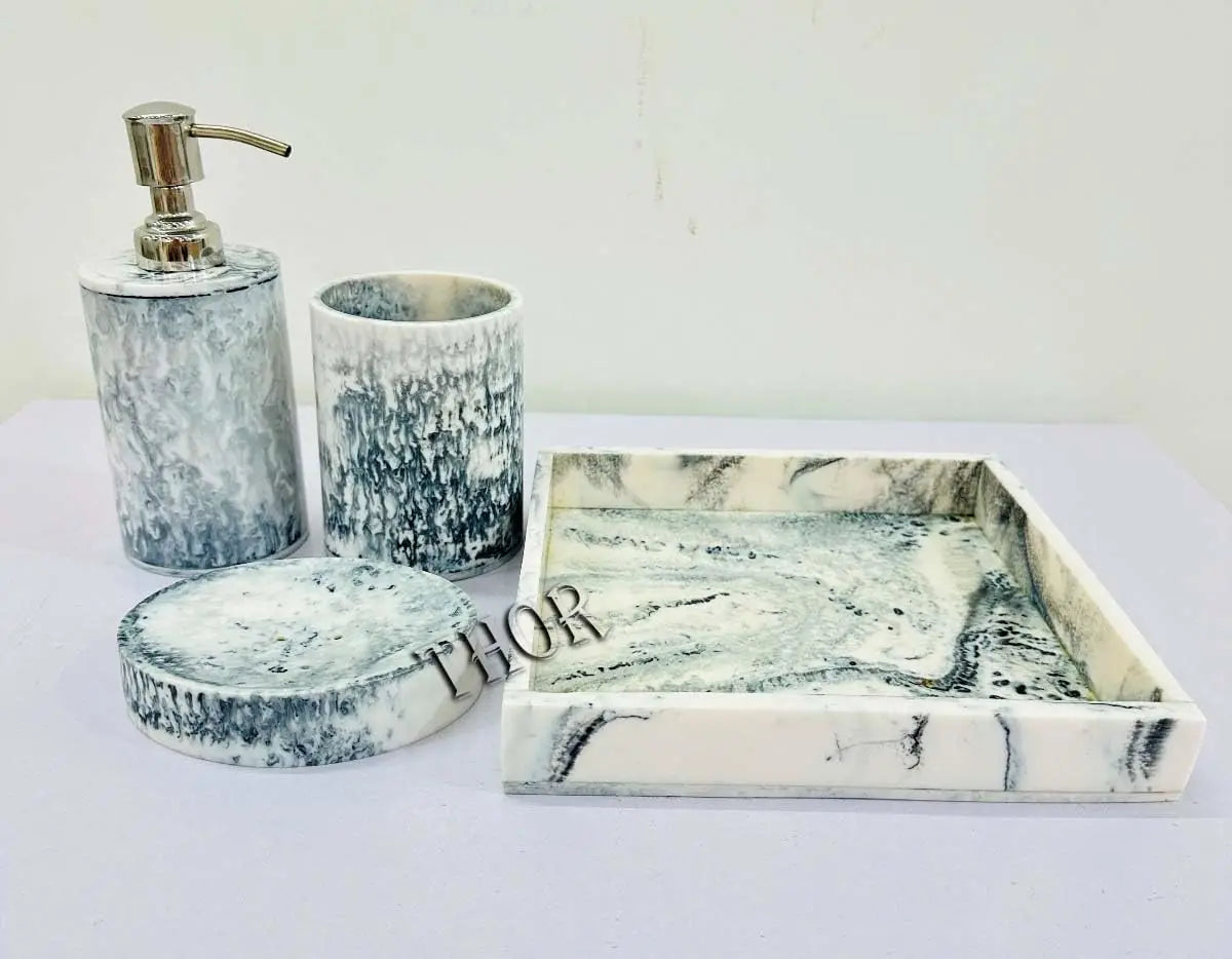 Vanity Countertop Accessory Set with Bathroom Toothbrush Holder Set Soap Dispenser Tumbler Soap Dish for Bathroom Home Decor