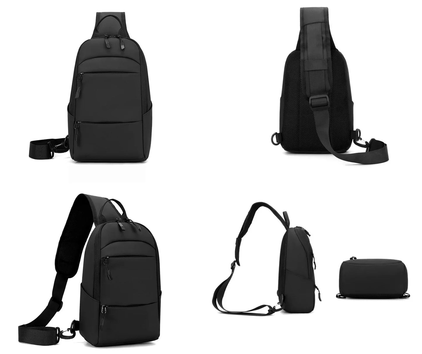 Men's Waterproof  Multifunction Nylon Crossbody Shoulder Bag Messenger Chest Short Trip Travel Pack for Male