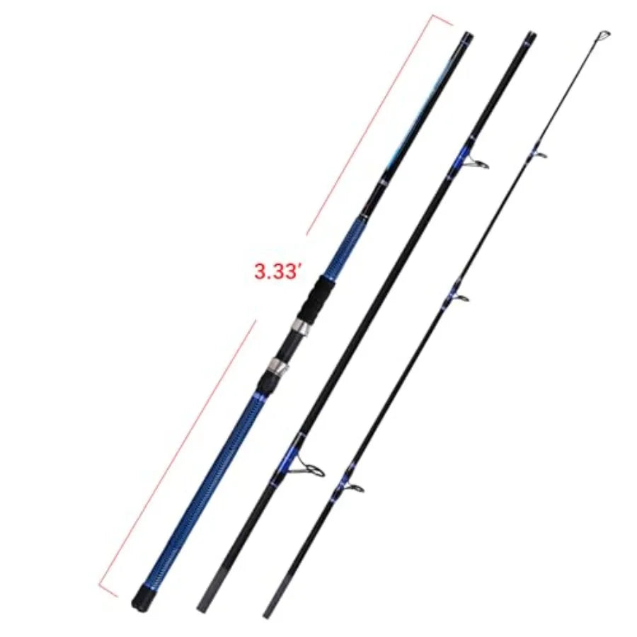 Surf Fishing Rod Carbon Surf Spinning Rod Portable Travel Saltwater Beach Blue Surf Rod with SuperPolymer Handle 8'6 10