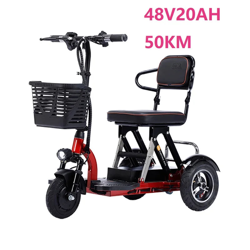 120kg Load Foldable 3 Wheel  Three Wheel Folding Electric Airport Mobility Tricycle Scooter for Elderly