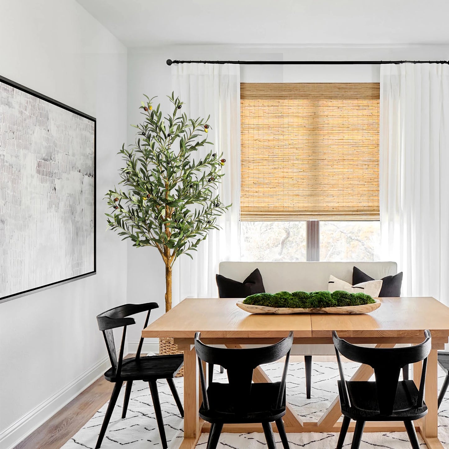 4.25ft/5ft/6ft Artificial Olive Tree, Tall Faux Silk Olive Trees, For Home Office Living Room Decor, Indoor Fake Potted Tree