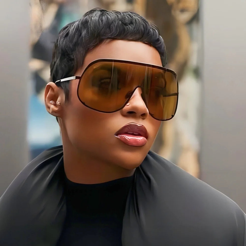 Fashion Oversized Luxury Sunglasses For Women Men Modern One-Piece Lens Frame High Quality Sun Glasses Shades UV400 Eyeglasses