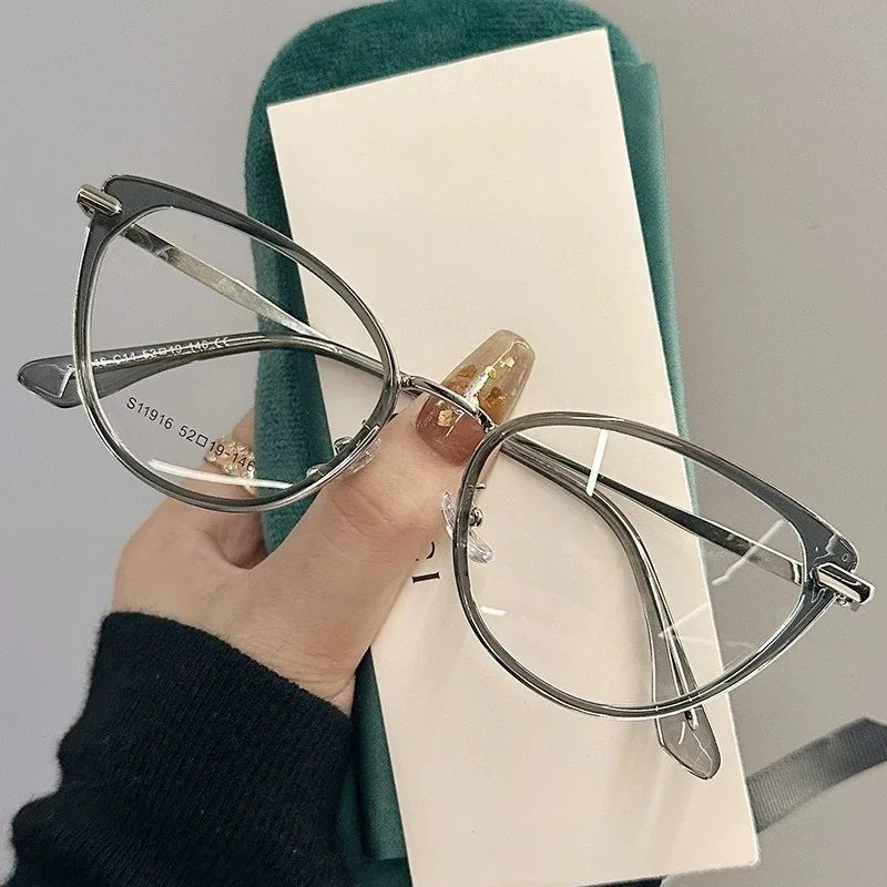 2PCS Cat Eye Frame Glasses Women Anti Blue Light  Glasses Retro Optical Glasses