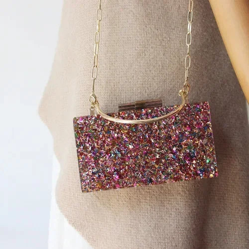 L11 yj Fashionable All-Match One-Shoulder Crossbody Bag Colorful Sequined Acrylic Bag Light Luxury Portable Handbag