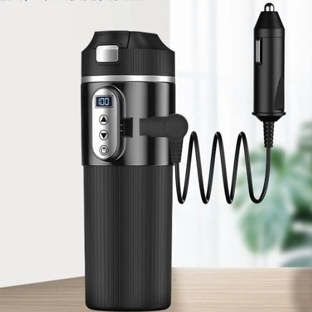 Heated Coffee Mug 12/24V Stainless Steel 450ML Car Heating Cup Electric Kettle Water Warmer Bottle LCD Display Heat Preservation