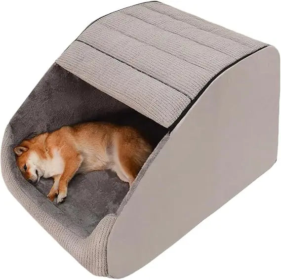 extra large dog bed house, cozy dog house indoor, memory sponge, plush dog cave bed crate cushion with non-slip bottom for mediu