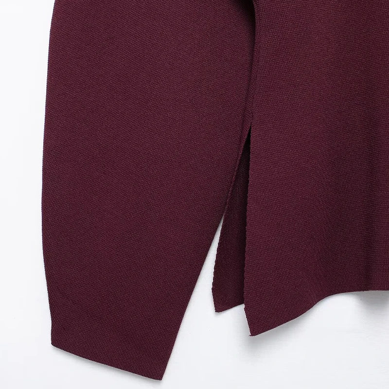 CLAZZAA Women Fashion Solid Single Breasted Knitted Sweater Vintage V-Neck Long Sleeves Female Chic Lady Outfits